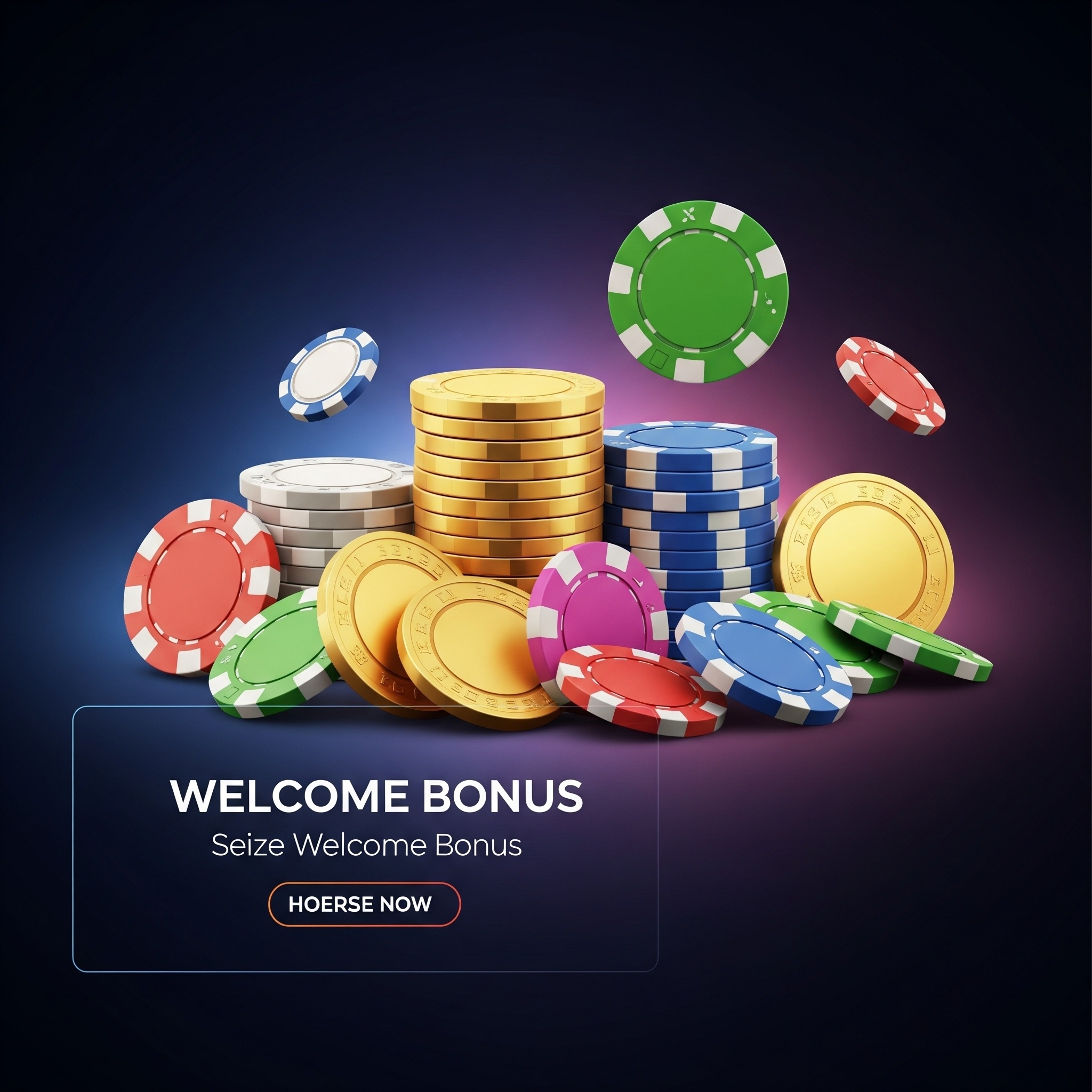 Gold coins and casino chips representing a welcome bonus