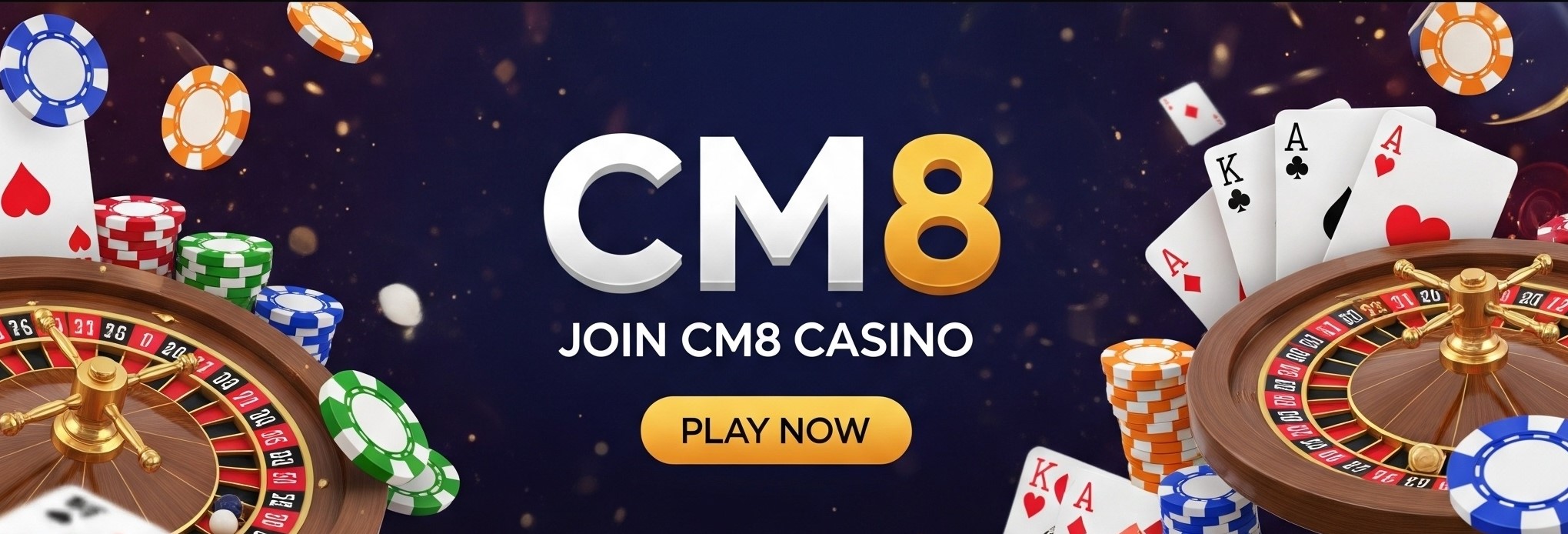 Promotional banner for CM8 online casino gaming platform